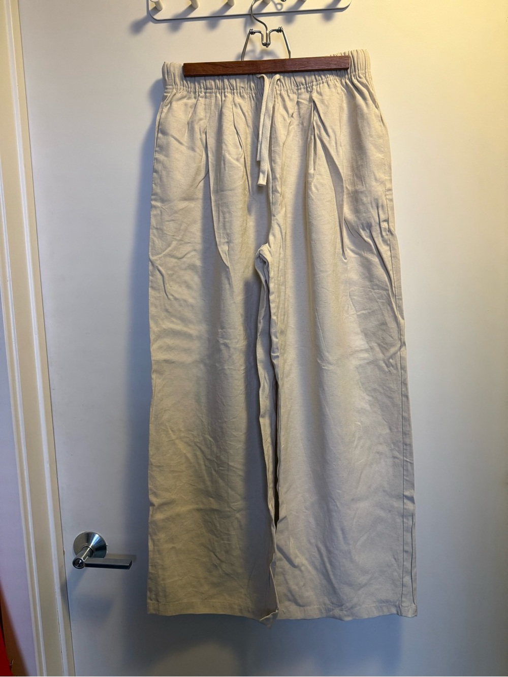 Women’s Casual Drawstring Linen-Blend Pants - Cream